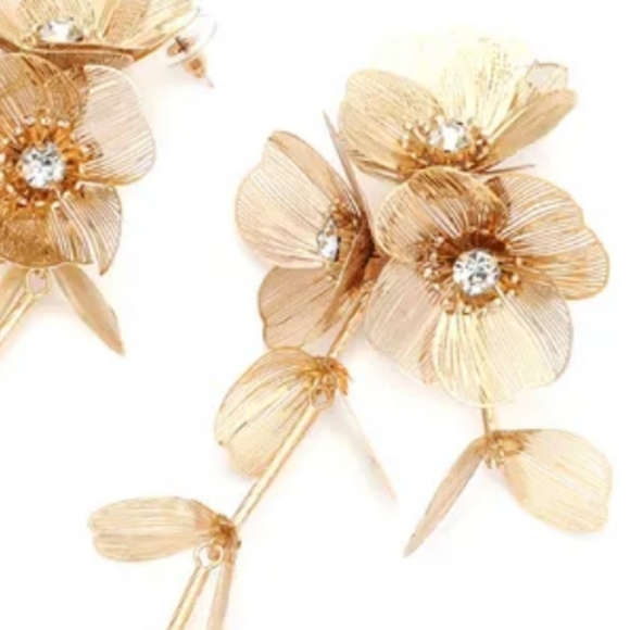 New ZARA cascading flowers golden earrings - Picture 4 of 15